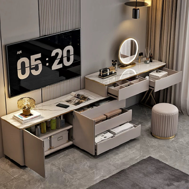 Minimal Luxe Storage Vanity MDNEE- Tidy Organizer Makeup Desk