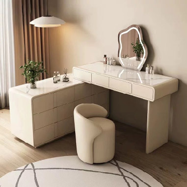 Soft Mist Slate Multi-Drawer Vanity Desk DNJKE - Elegant Home Makeup Desk