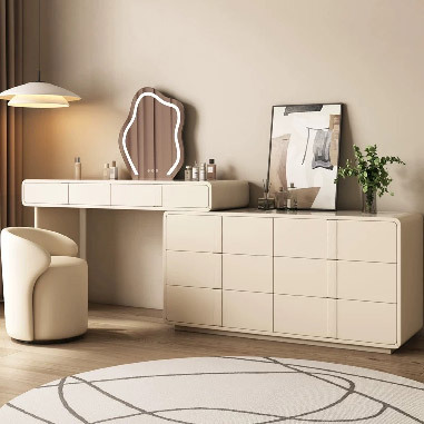 Soft Mist Slate Multi-Drawer Vanity Desk DNJKE - Elegant Home Makeup Desk