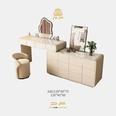 Soft Mist Slate Multi-Drawer Vanity Desk DNJKE - Elegant Home Makeup Desk