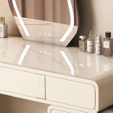 Soft Mist Slate Multi-Drawer Vanity Desk DNJKE - Elegant Home Makeup Desk