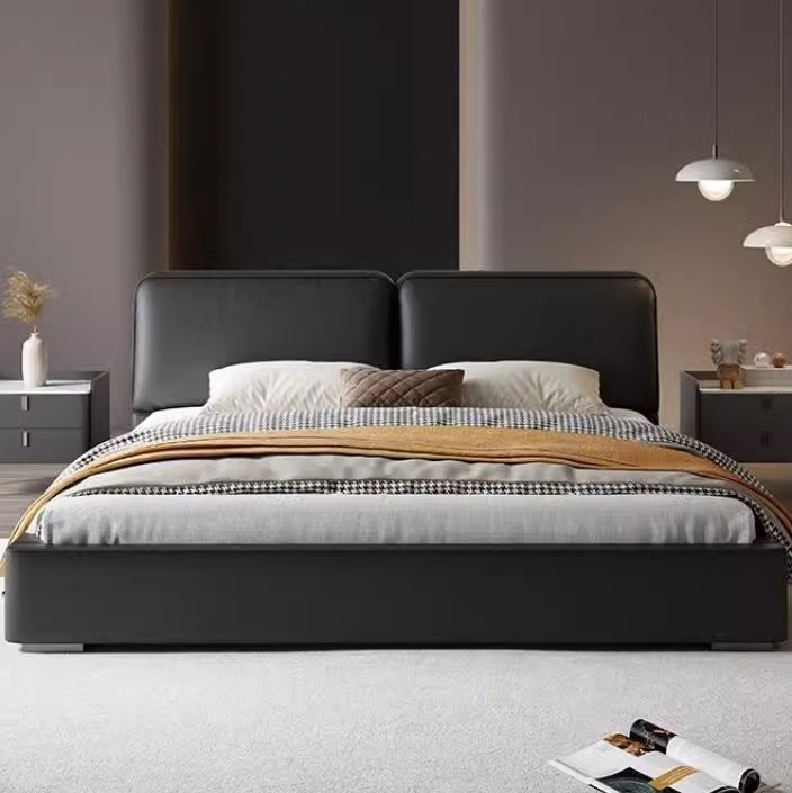 Modern Minimalist C Furniture Set - Top-Grain Leather Sofa - Sintered Stone Dining Table - Custom Beds