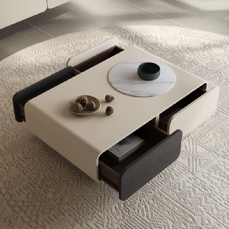 Modern Minimalist C Furniture Set - Top-Grain Leather Sofa - Sintered Stone Dining Table - Custom Beds