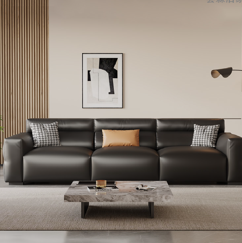 Modern Minimalist C Furniture Set - Top-Grain Leather Sofa - Sintered Stone Dining Table - Custom Beds