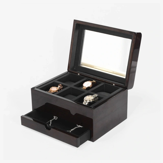 Laser Engraved Wood Jewelry Wooden Storage Flip Box