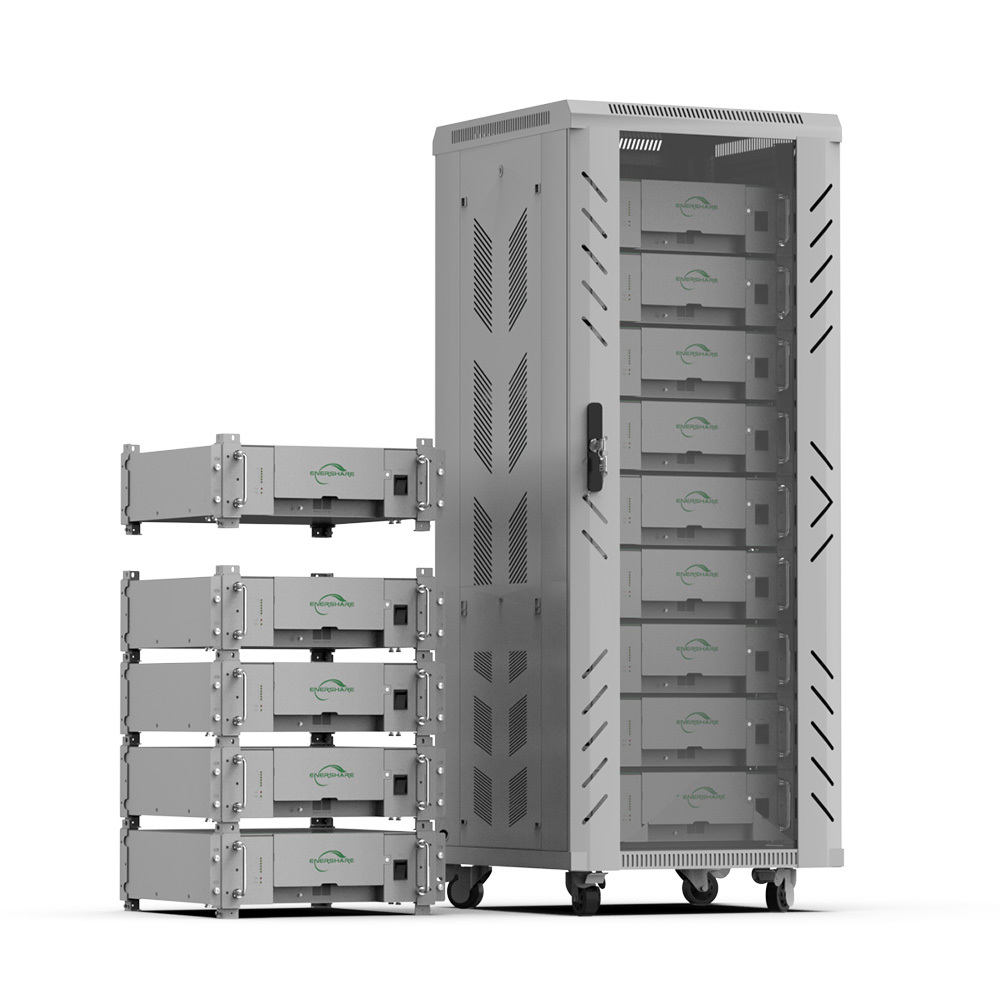 Batería de litio de 51,2 V y 100 Ah con equilibrio de celdas activo para almacenamiento de energía solar en hogares.,EnerShare,Batería de litio de 51,2 V y 100 Ah con balanceo activo de celdas para almacenamiento de energía solar en hogares.
