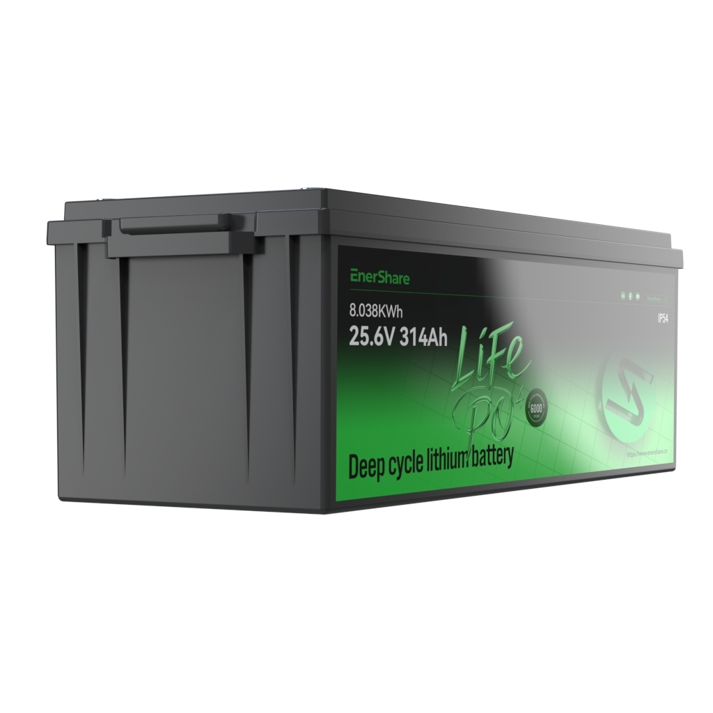 Batería de litio LFP de alto rendimiento EnerShare de 25,6 V, 314 Ah y 8,038 kWh: solución de reemplazo directo para baterías de plomo-ácido.,EnerShare,Batería de litio LFP de alto rendimiento EnerShare de 25,6 V, 314 Ah y 8,038 kWh: solución de reemplazo directo para baterías de plomo-ácido.