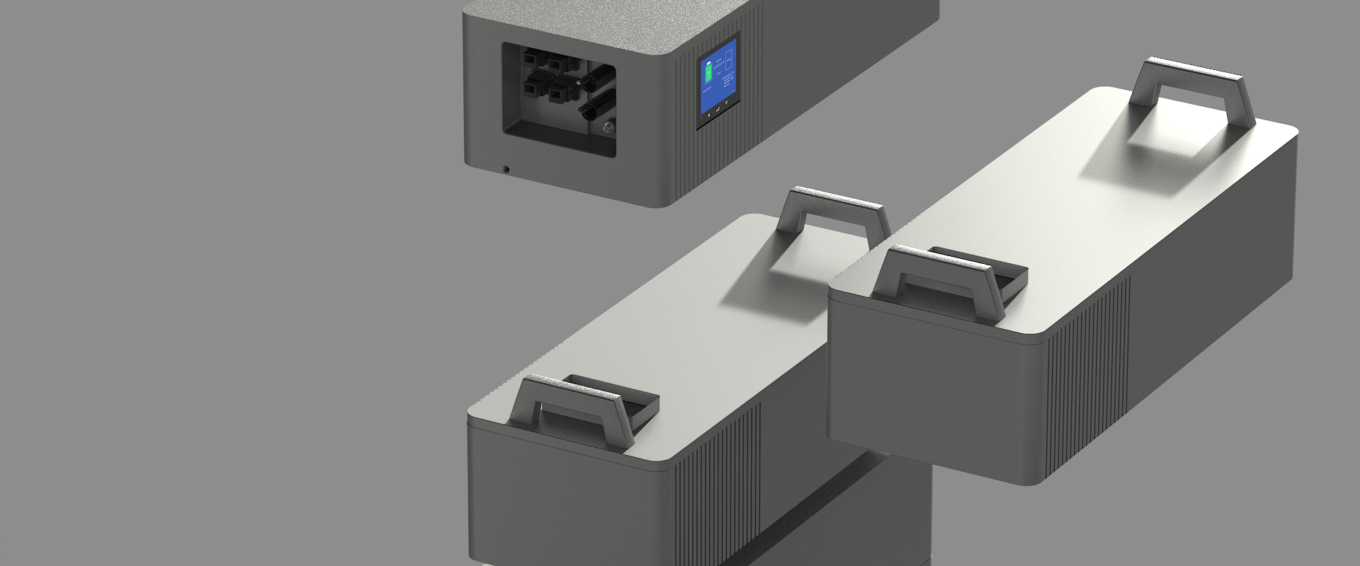 Stackable battery units with direct plug-in connection, no additional wires or screws