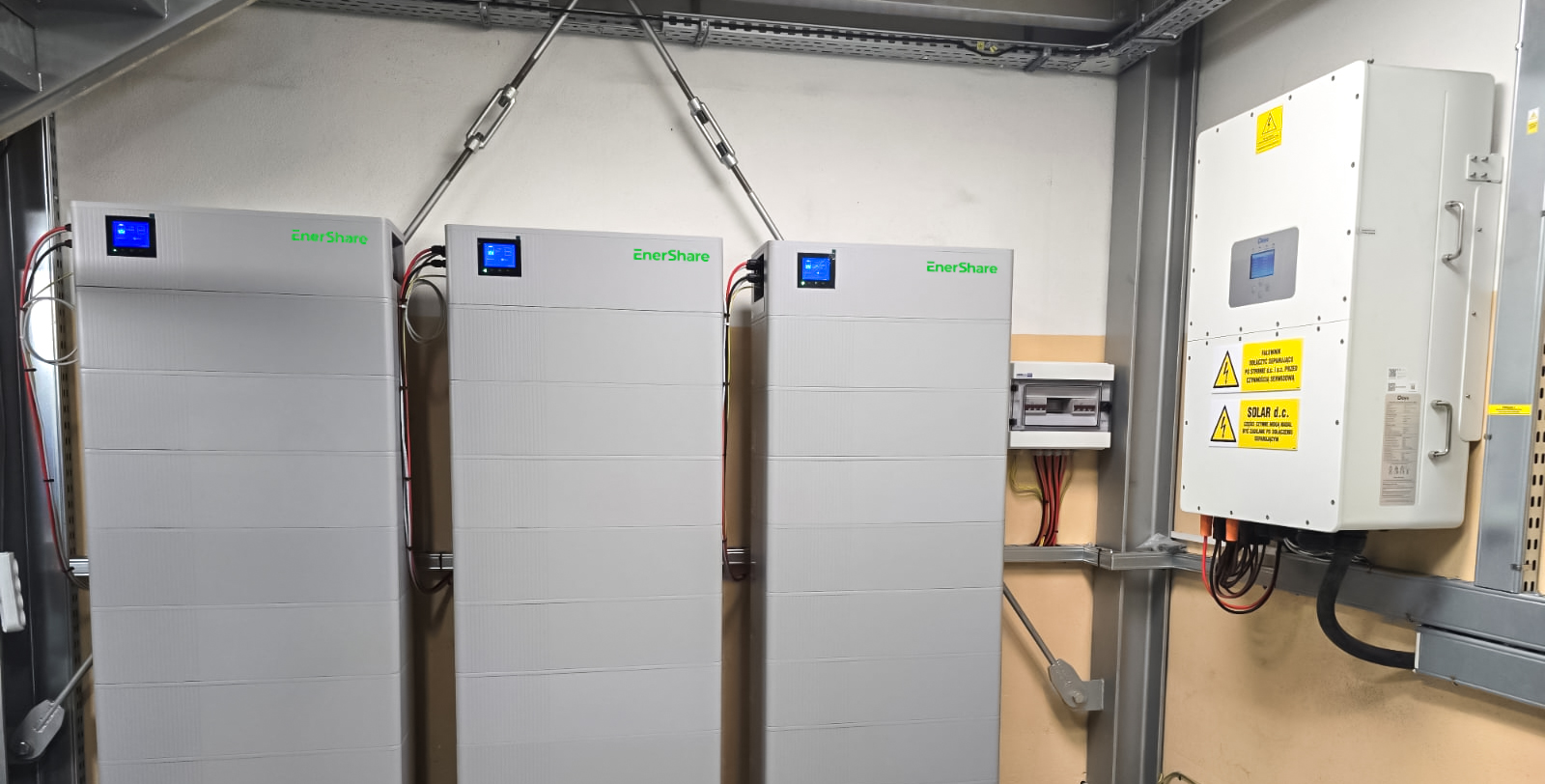 Home battery energy storage system diagram: solar panel, grid, hybrid inverter and loads