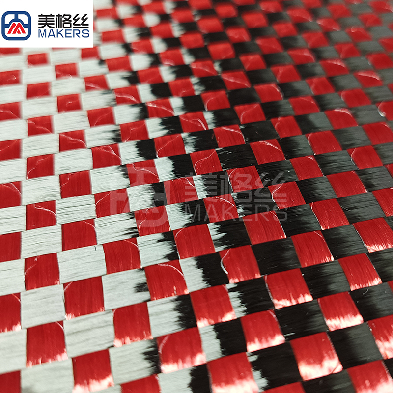 12K 206克 6x6mm  红黑色 碳纤维展宽布