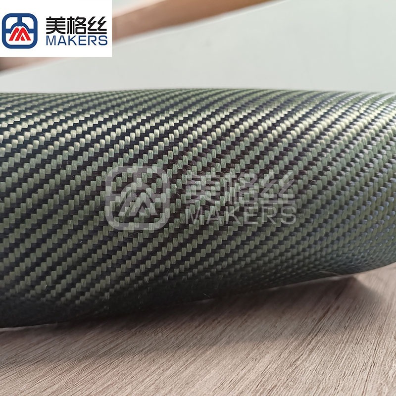 3K 230g 绿黑色斜纹纯芳纶布 凯夫拉纹织物 耐磨绝缘