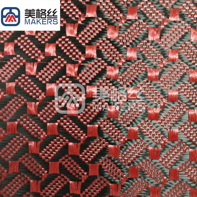 3K 240克 红色咖啡豆图案碳纤芳纶混编布
