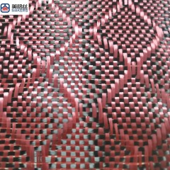3K240克红色大菱形碳纤芳纶混编布