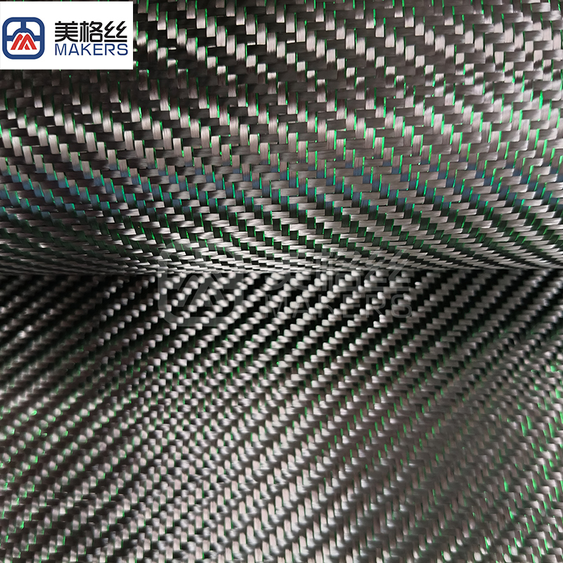 3K 240克斜纹绿色单根丝 金属丝碳纤维布