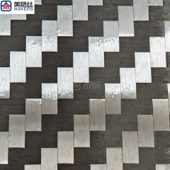 200克 16x16斜纹 黑/银混编电镀展宽碳纤维布