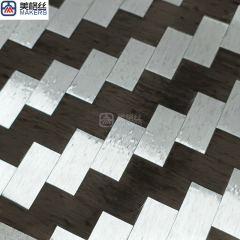 200克 16x16斜纹 黑/银混编电镀展宽碳纤维布