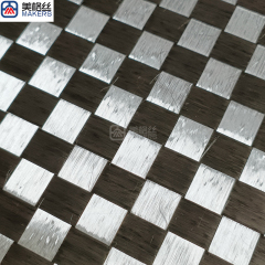 200克 18x18mm平纹 黑/银混编电镀展宽碳纤维布