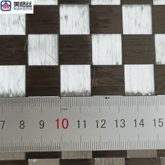 200克 18x18mm平纹 黑/银混编电镀展宽碳纤维布