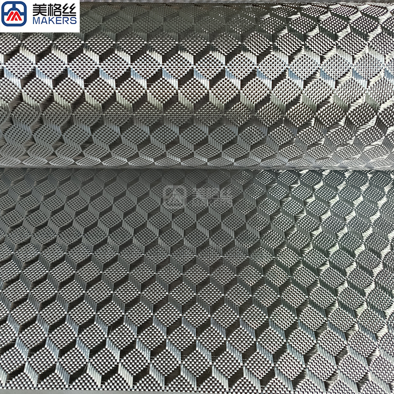 3K 220克 3D立方体 银色 玻璃纤维电镀布