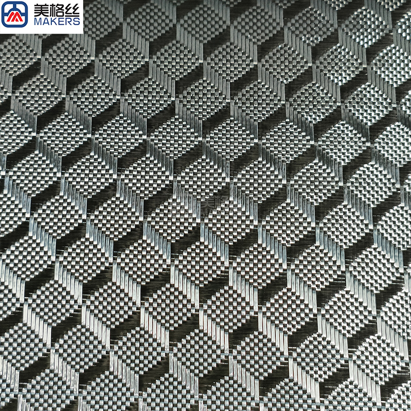 3K 220克 3D立方体 银色 玻璃纤维电镀布