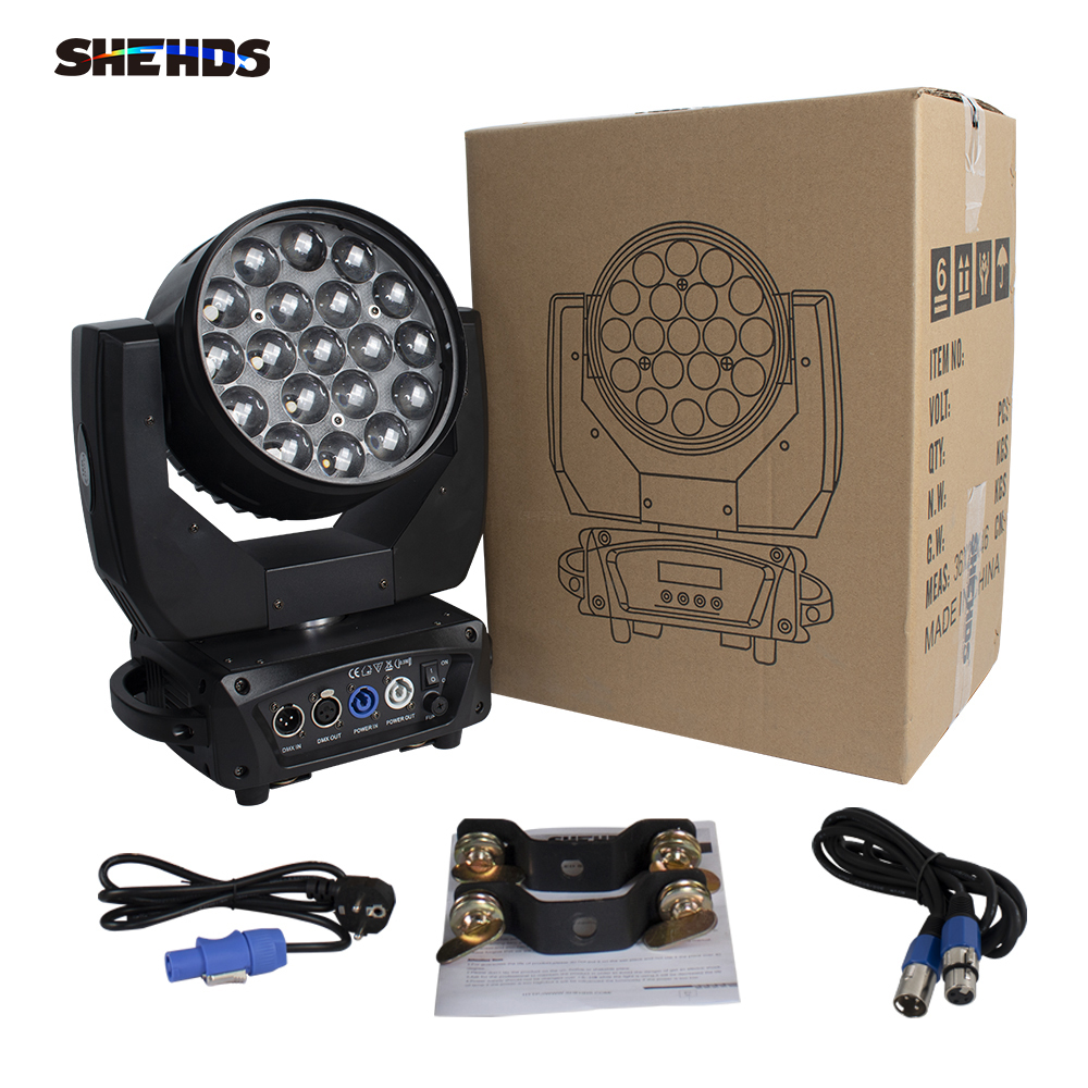 SHEHDS LED Wash&Zoom 19x15W RGBW Moving Head For Church Theater