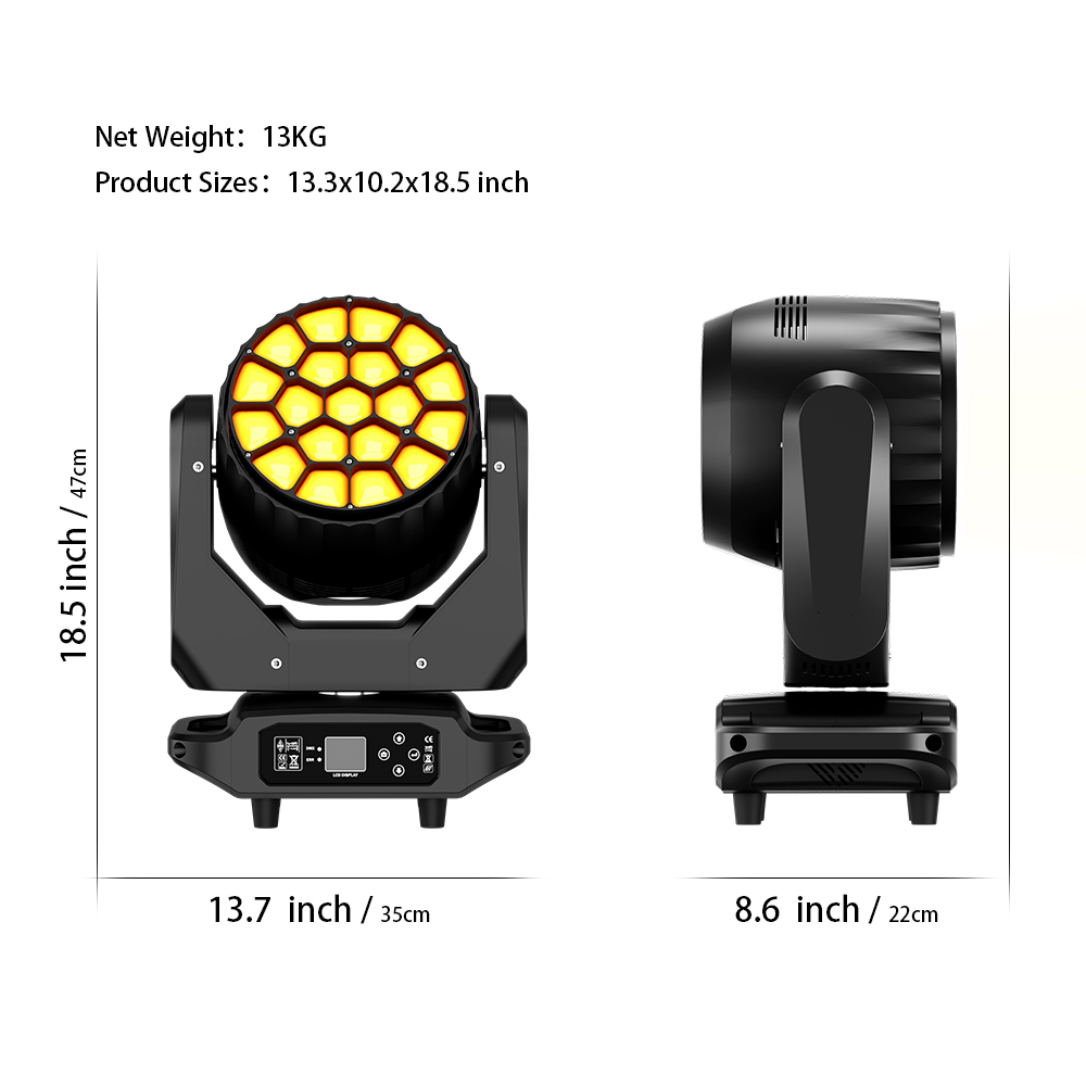 SHEHDS JMS WEBB LED Wash Big Bee Eye 19x20W & 19x40W RGBW Moving Head Light for Church Wedding Concert Theater Performance Stage