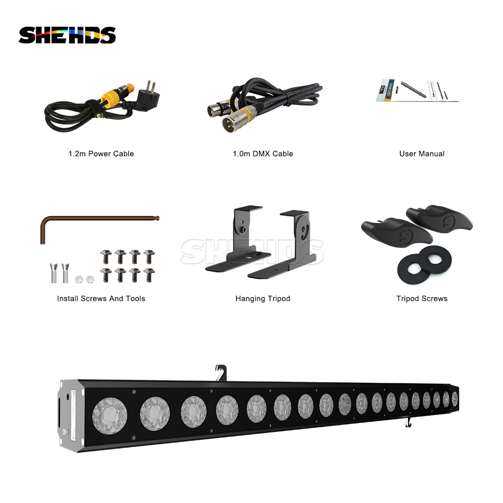 SHEHDS LED Wall Wash 18x18W RGBWA+UV  New Patchwork Lighting Recirculating Air Path For Heat Dissipation Church