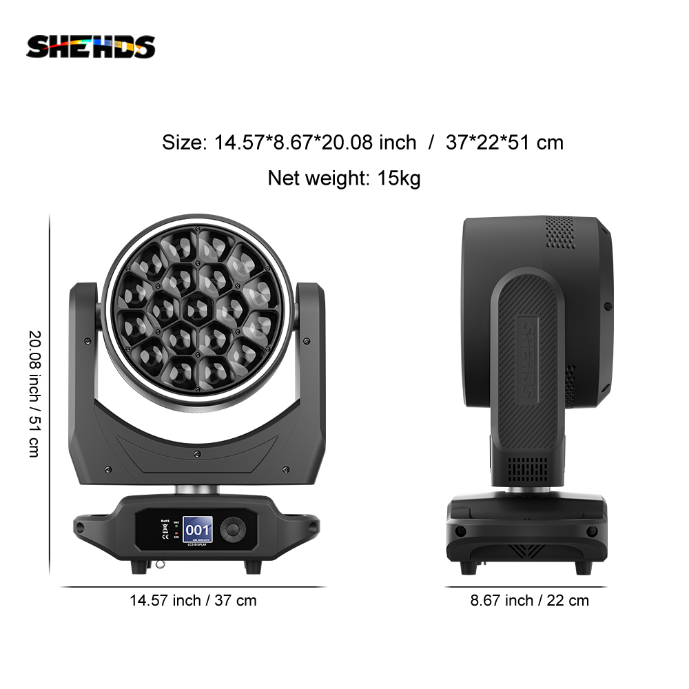 SHEHDS JMS WEBB LED Bees Eyes 19x40W - Ring Effect Zoom&Beam&Wash RGBW 4in1 Light  For Stage Performance