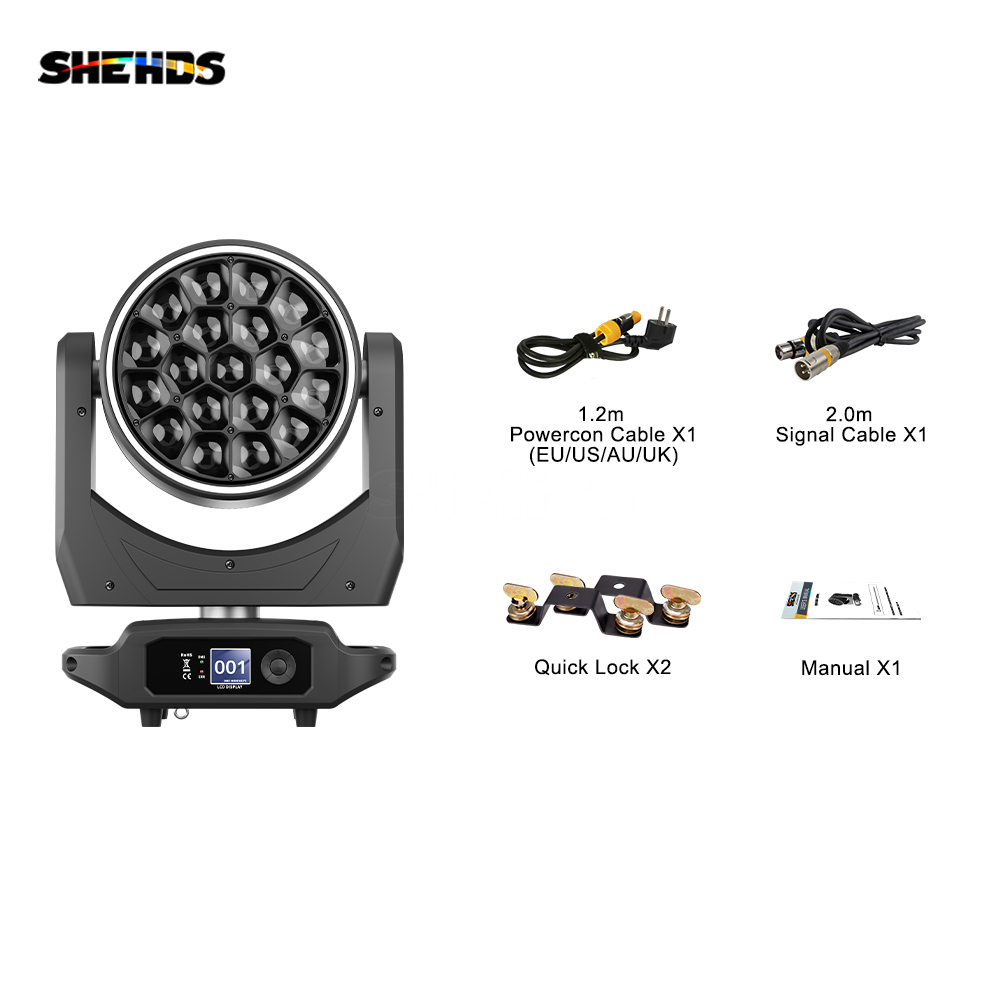 SHEHDS JMS WEBB LED Bees Eyes 19x40W - Ring Effect Zoom&Beam&Wash RGBW 4in1 Light  For Stage Performance