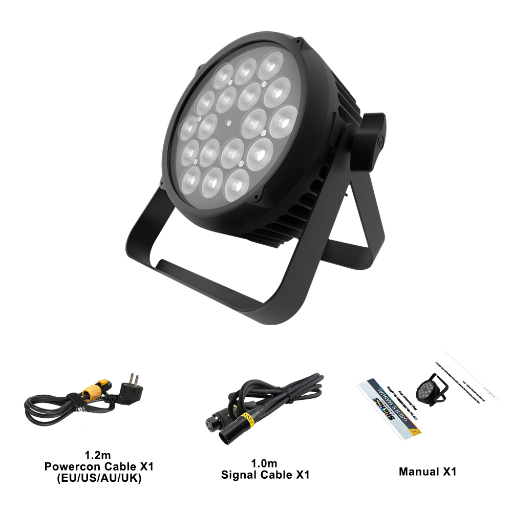 SHEHDS  Aluminum Alloy LED Flat Par 18x12W RGBWA+UV New Waterproof Touchscreens With RDM Function Lighting For DJ Wedding