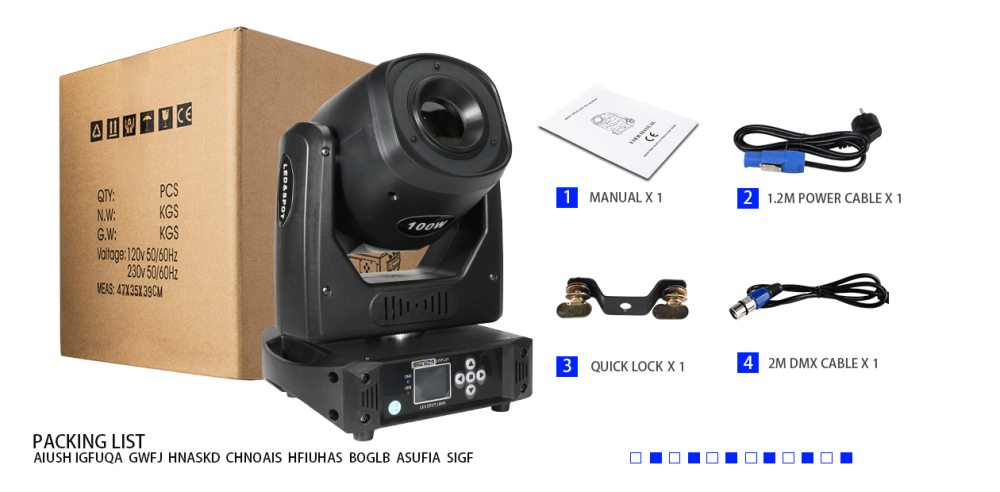 SHEHDS (6-Prism) LED Spot 100W Gobo Lights With LED Ring and LCD Display Moving Head Stage Effect Lighting DJ Disco
