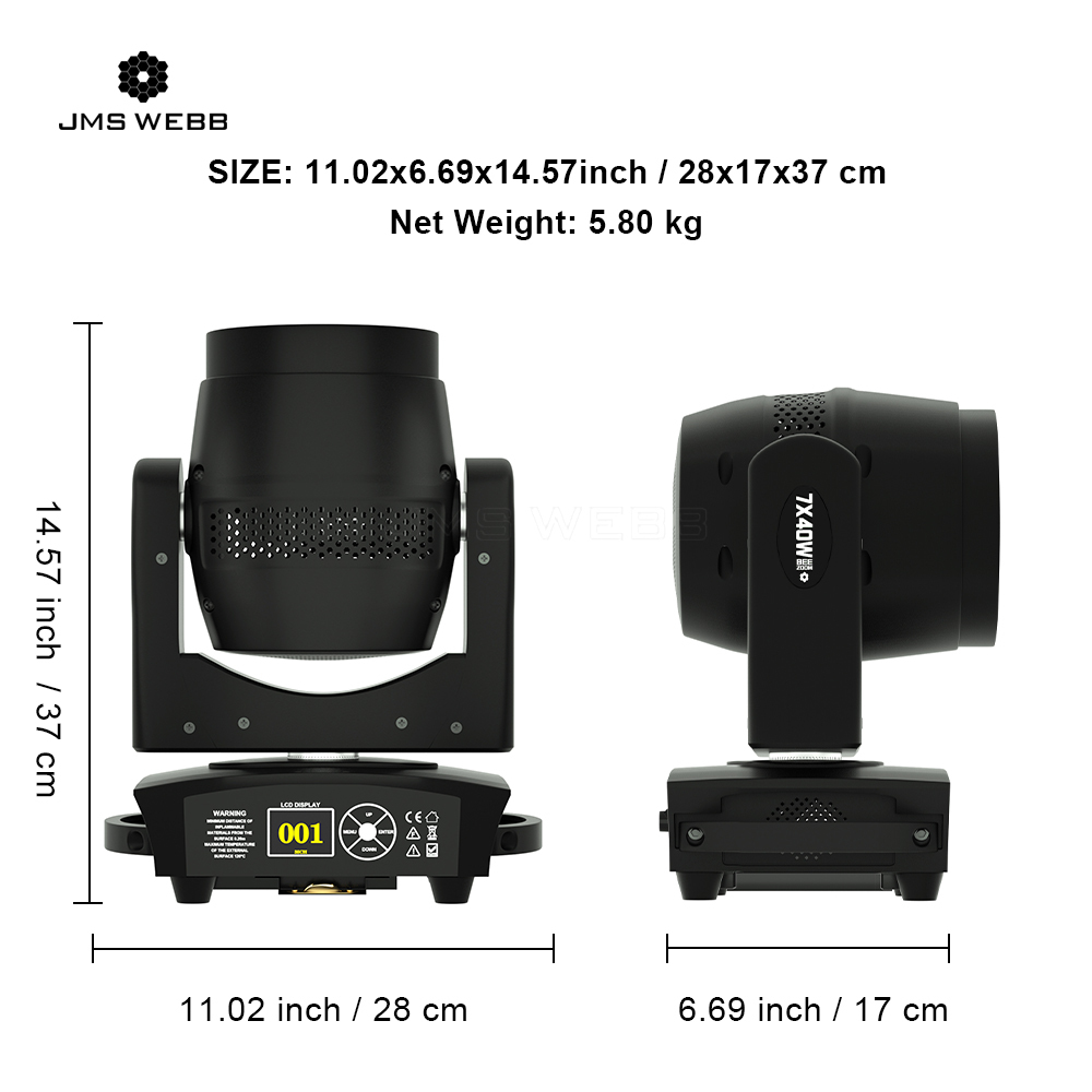 JMS WEBB LED Wash & Zoom Small Bee Eye 7X40W RGBW Moving Head For Disco DJ Club
