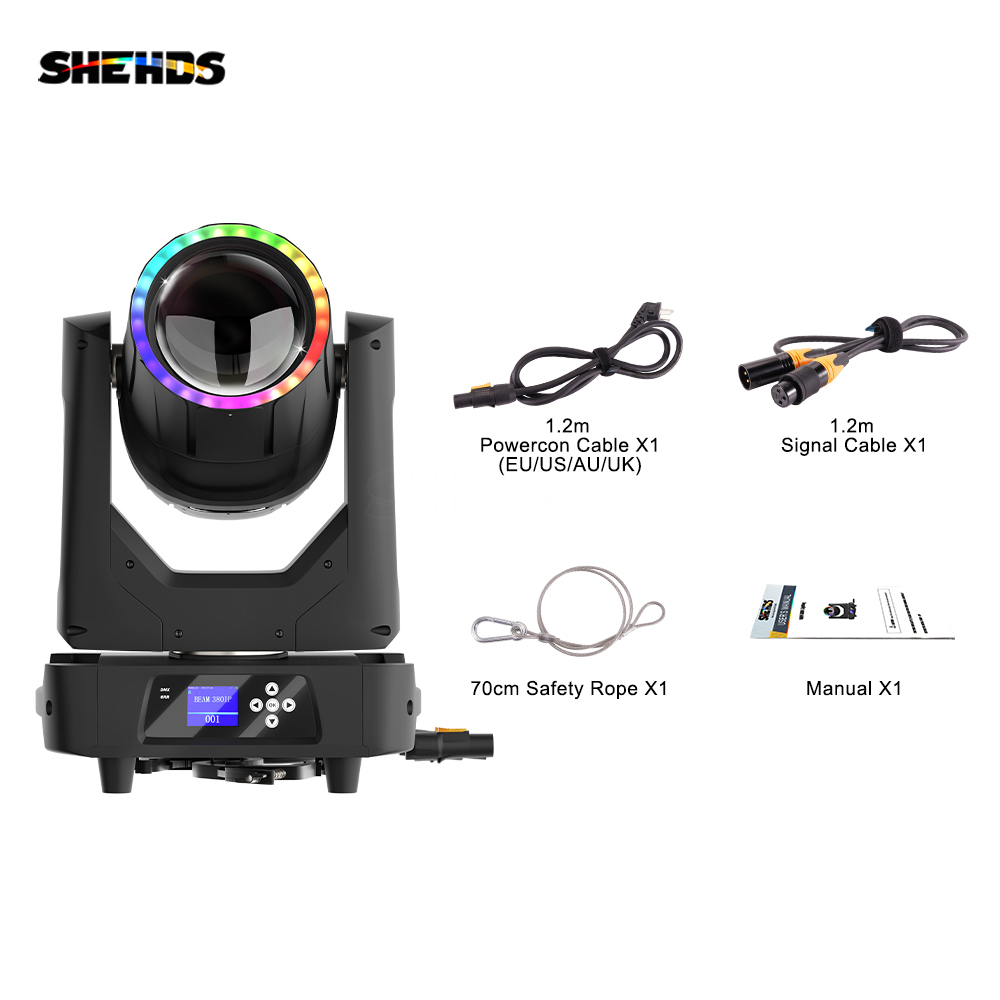 SHEHDS GalaxyJet (Bulb) Waterproof IP65 380W 19R Beam Moving Head Lighting With Ring Effect For outdoor Stages Concerts Night Club