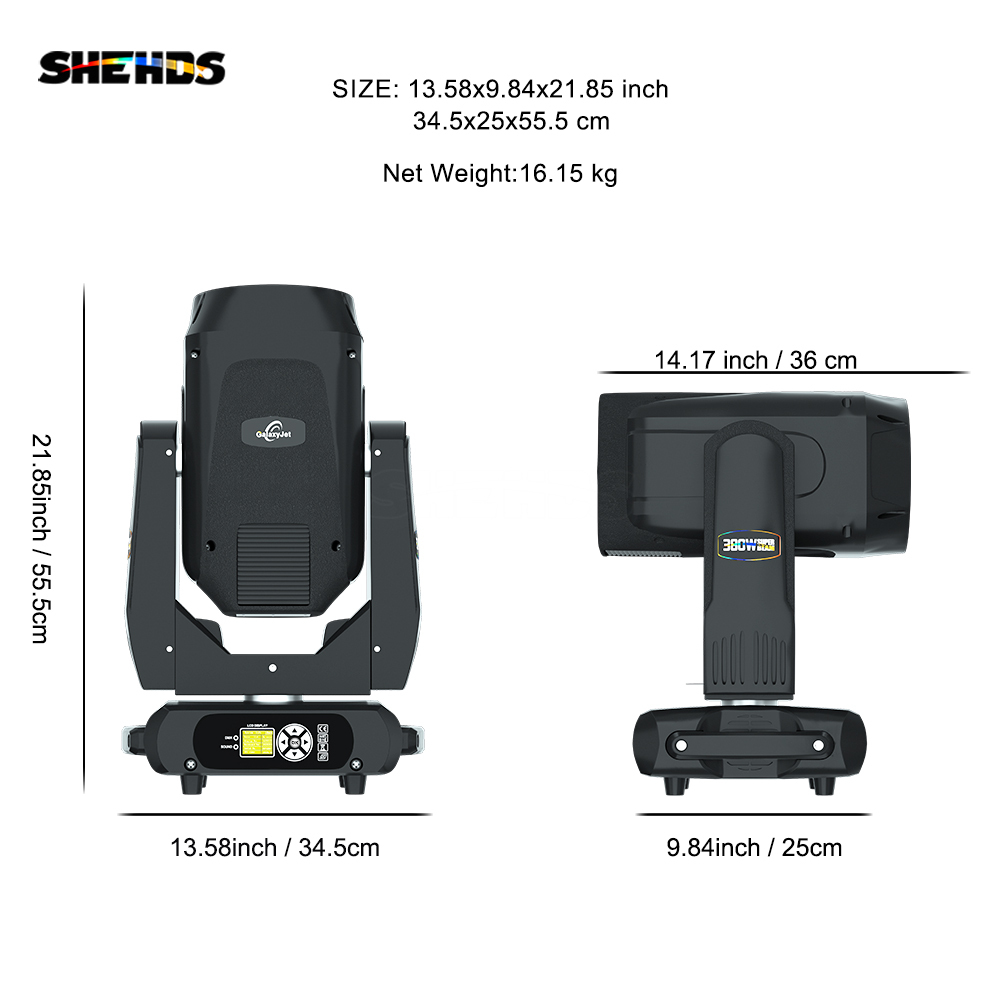 SHEHDS GalaxyJet Beam 380W 19R Moving Head Lighting with Ring Effect High Power and RDM Function Good For Concert LiveShow