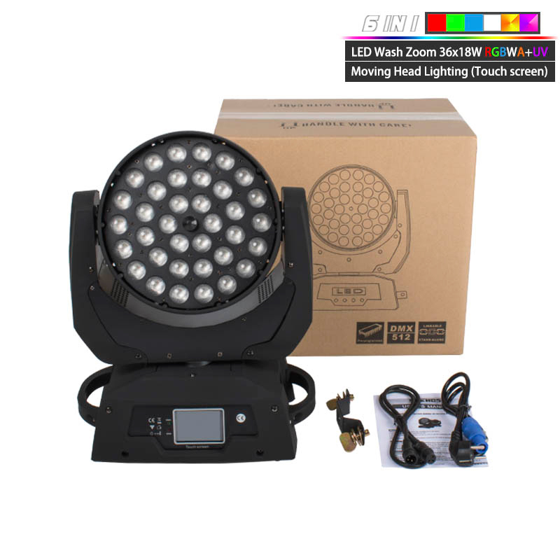 SHEHDS Wash Zoom 36x18W RGBWA+UV Moving Head For Wedding DJ Show Stage