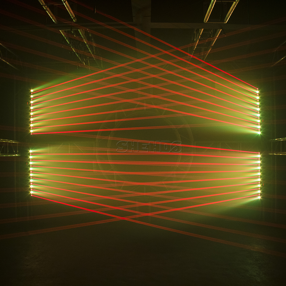SHEHDS 8 Eyes Moving Head 8x500mW Red Laser with LED Bar Lyre 8x9W RGB Beam Effect For Church Night Club Threater