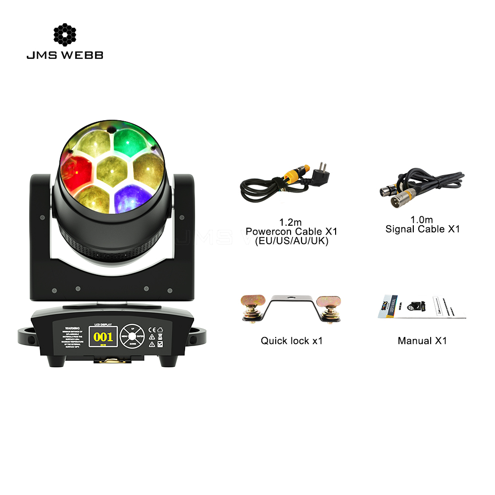 JMS WEBB (Mirror Rotation)  LED Zoom&Beam&Wash Small Bee Eye 7X40W RGBW Moving Head For Weddings DJ Stages