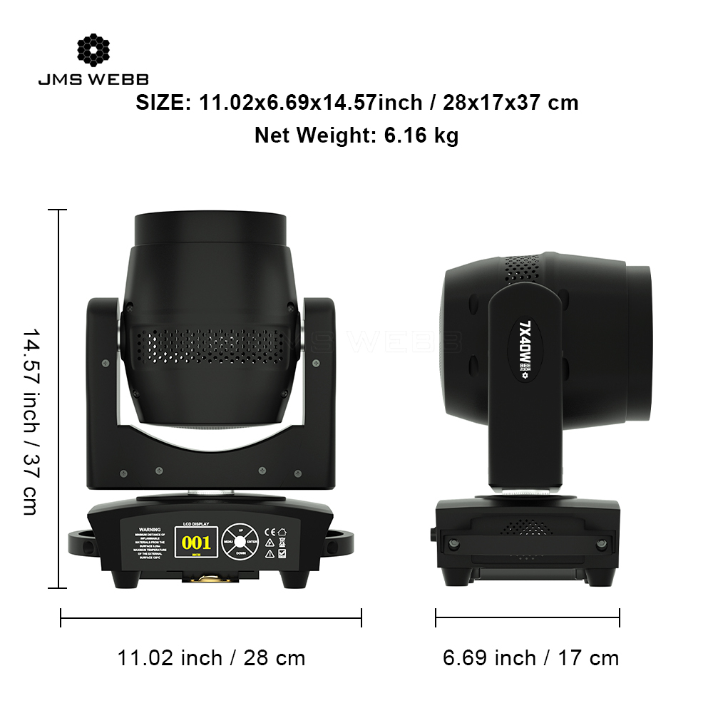 JMS WEBB (Mirror Rotation)  LED Zoom&Beam&Wash Small Bee Eye 7X40W RGBW Moving Head For Weddings DJ Stages