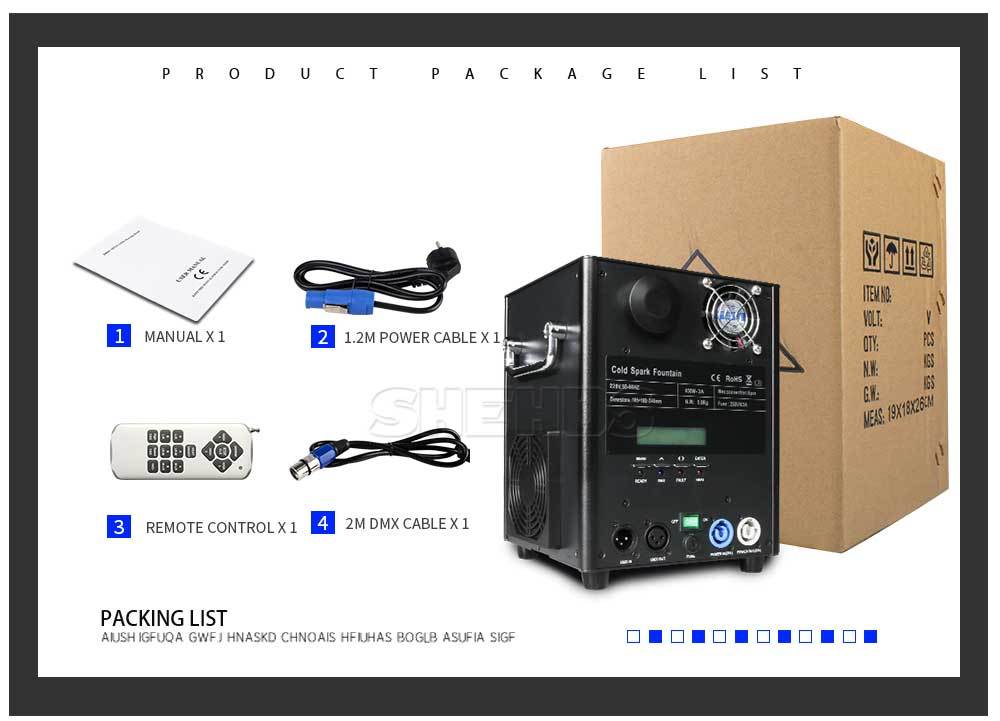 SHEHDS 650W Wireless Firework Spark Machine For Wedding Party Stage