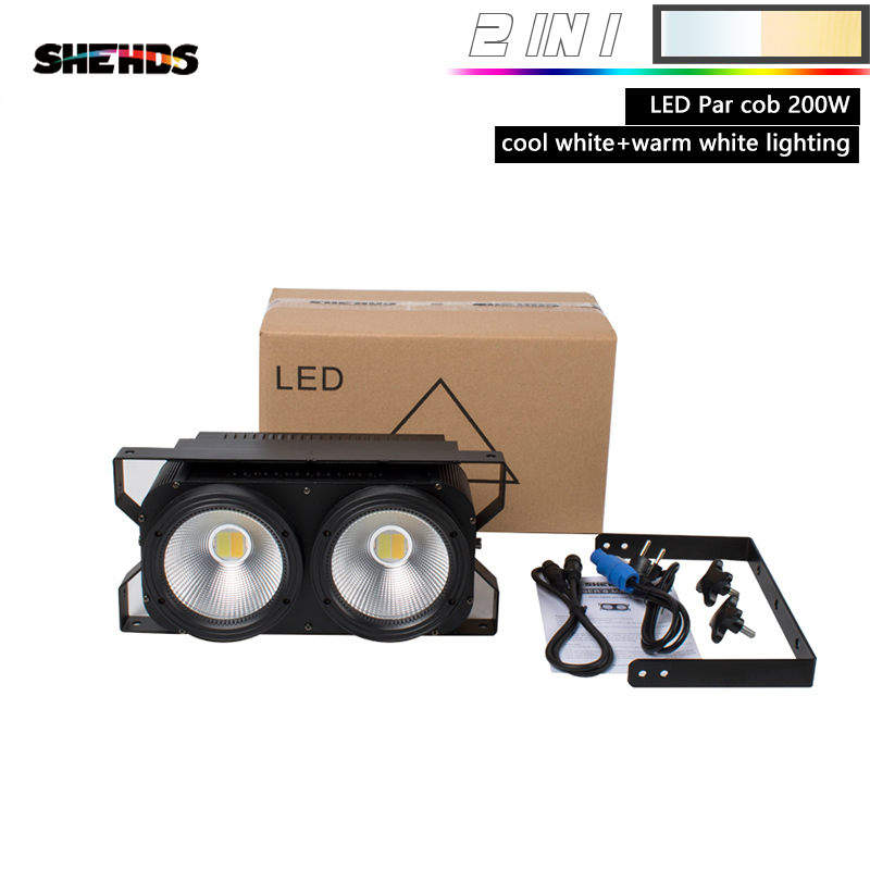SHEHDS Combination 2Eyes 200W LED COB Blinder Cool White + Warm White Lighting For Church Wedding Theater