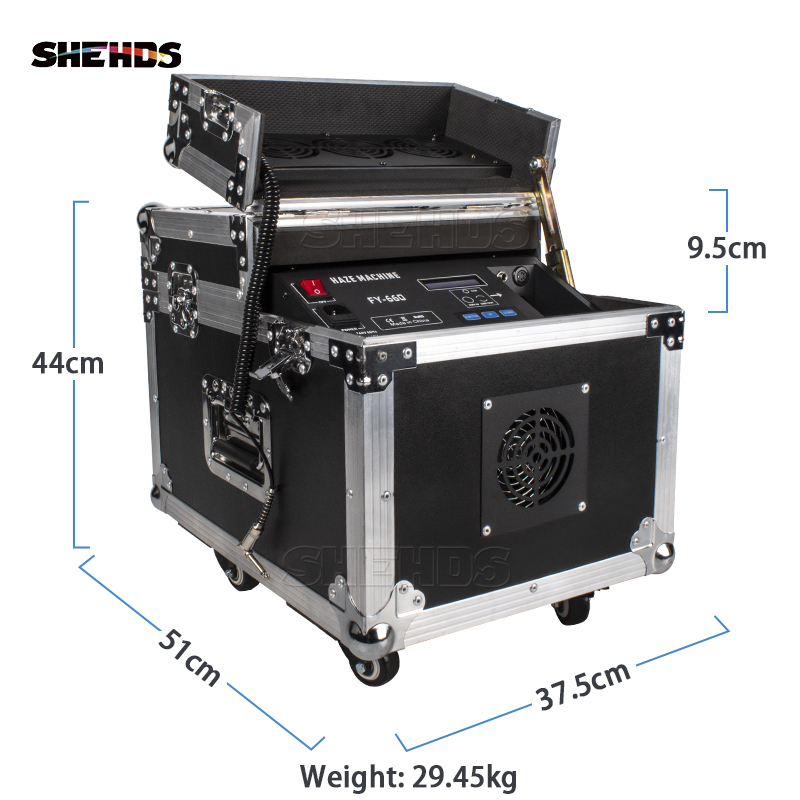 SHEHDS 660W Haze Machine With Flight Case DMX Stage Professional Fogger Equipment Remote Control Smoke Hazer For Music Concert DJ