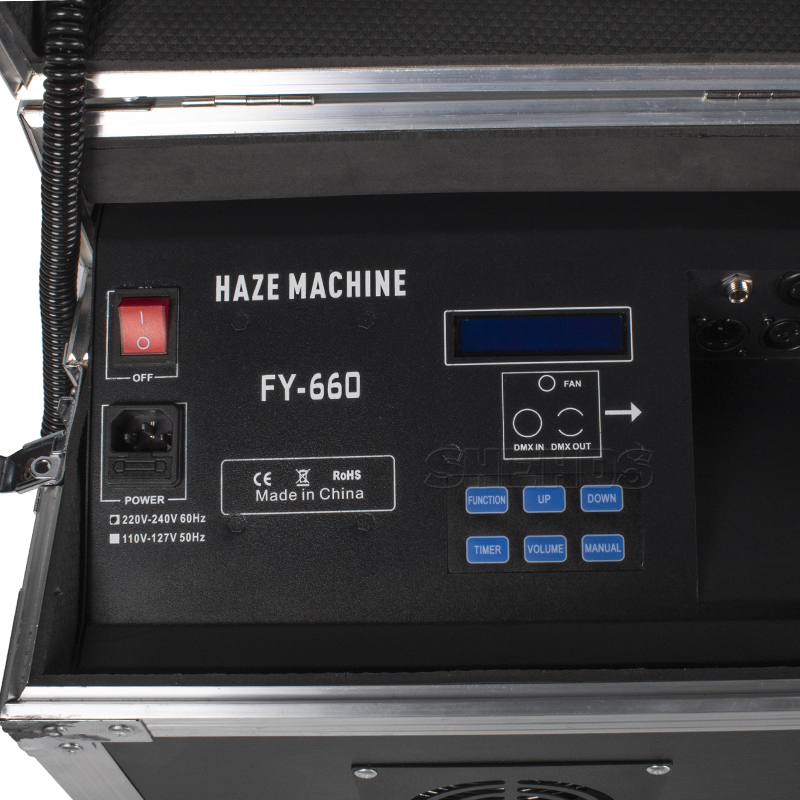 SHEHDS 660W Haze Machine With Flight Case DMX Stage Professional Fogger Equipment Remote Control Smoke Hazer For Music Concert DJ