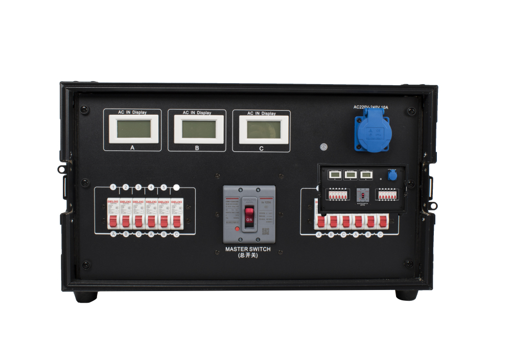 SHEHDS 7U Flight Case Power Supply Distribution Box 16A Waterproof Plug 12Channel