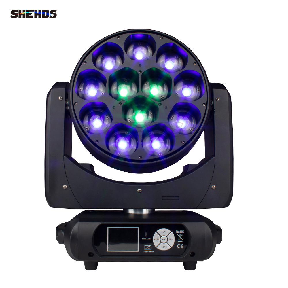 SHEHDS JMS WEBB LED Beam/Wash Bee Eye 12x40w RGBW Moving Head DJ Disco Stage Moving Head Lights Stage for Church Theater