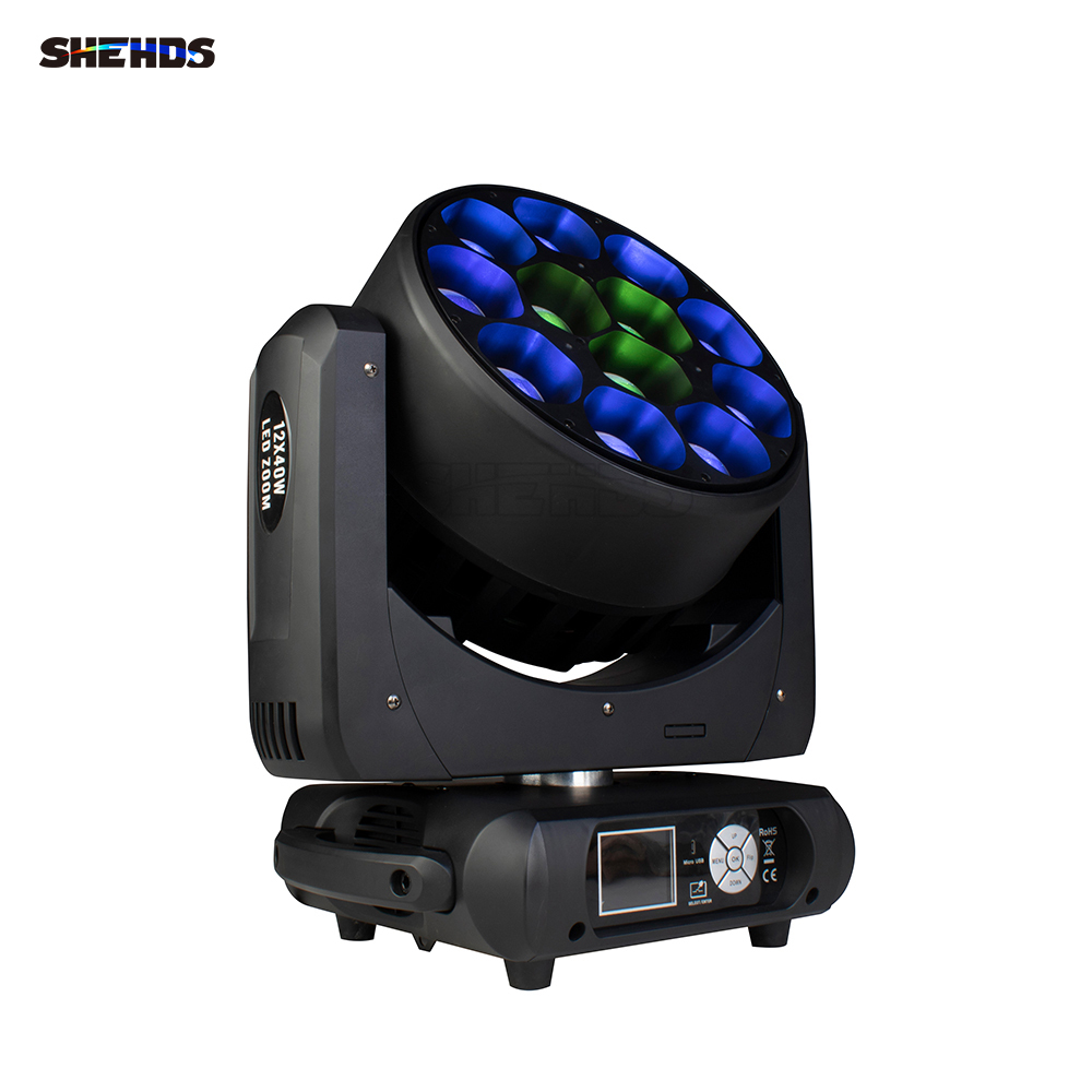 SHEHDS JMS WEBB LED Beam/Wash Bee Eye 12x40w RGBW Moving Head DJ Disco Stage Moving Head Lights Stage for Church Theater