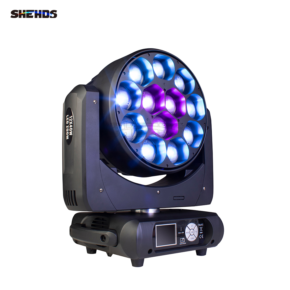 SHEHDS JMS WEBB LED Beam/Wash Bee Eye 12x40w RGBW Moving Head DJ Disco Stage Moving Head Lights Stage for Church Theater