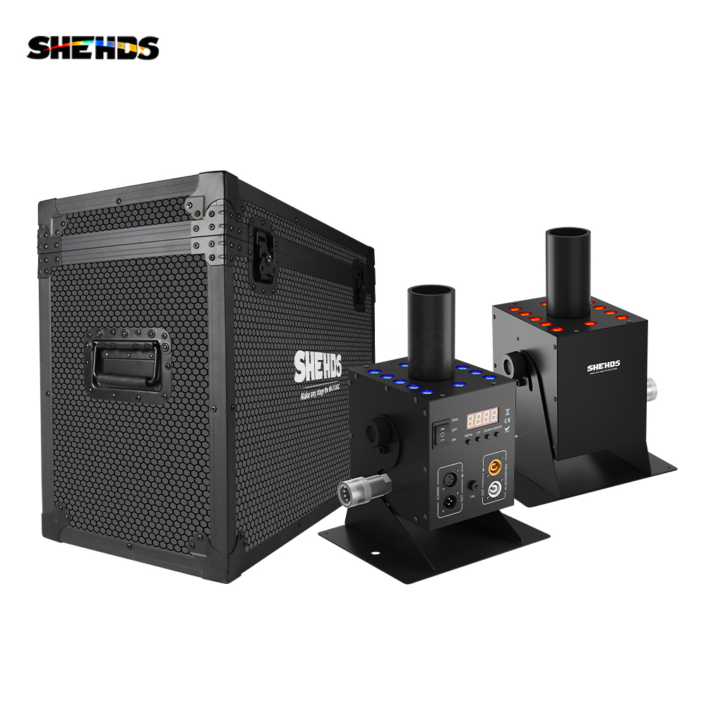 SHEHDS CO2 Jet Machine 12x3w LED RGB 3IN1 Light Cryo Carbon Dioxide Injector Adjustable 90 Degree Height 5-6M For Wedding ceremony