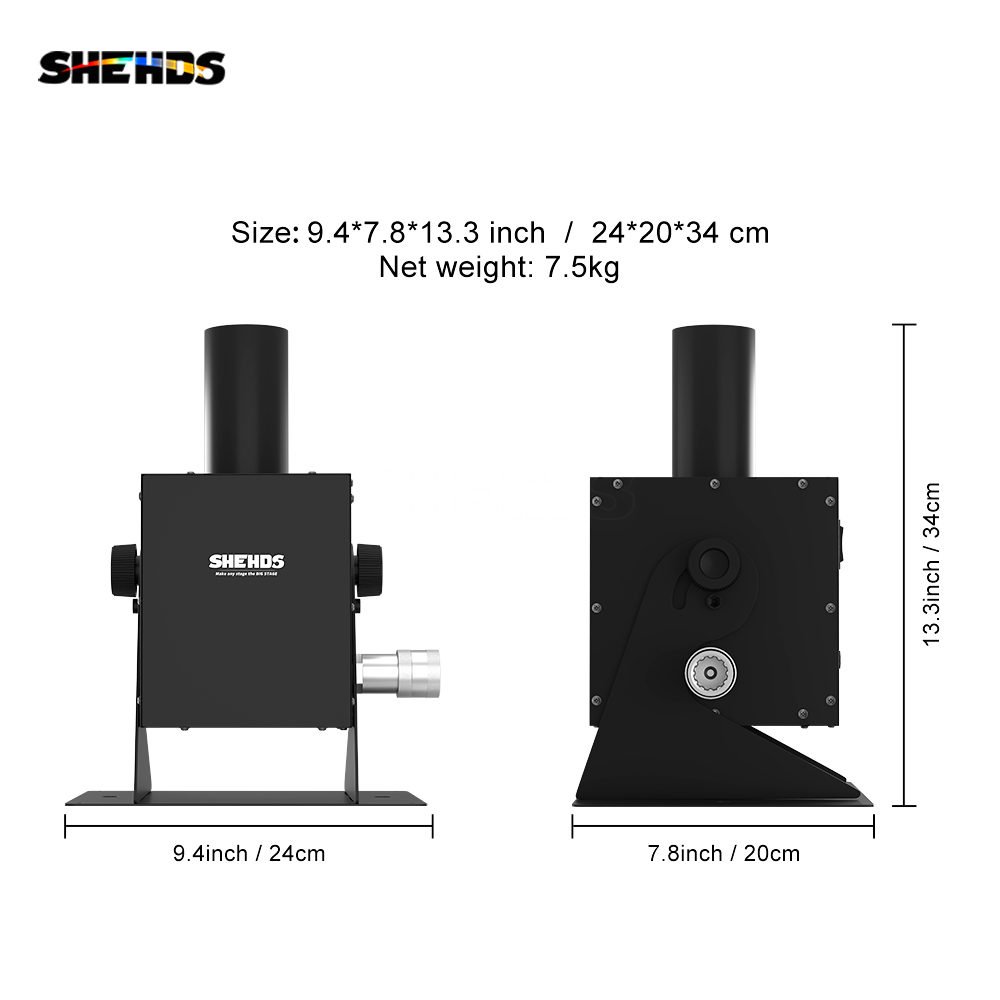 SHEHDS CO2 Jet Machine 12x3w LED RGB 3IN1 Light Cryo Carbon Dioxide Injector Adjustable 90 Degree Height 5-6M For Wedding ceremony