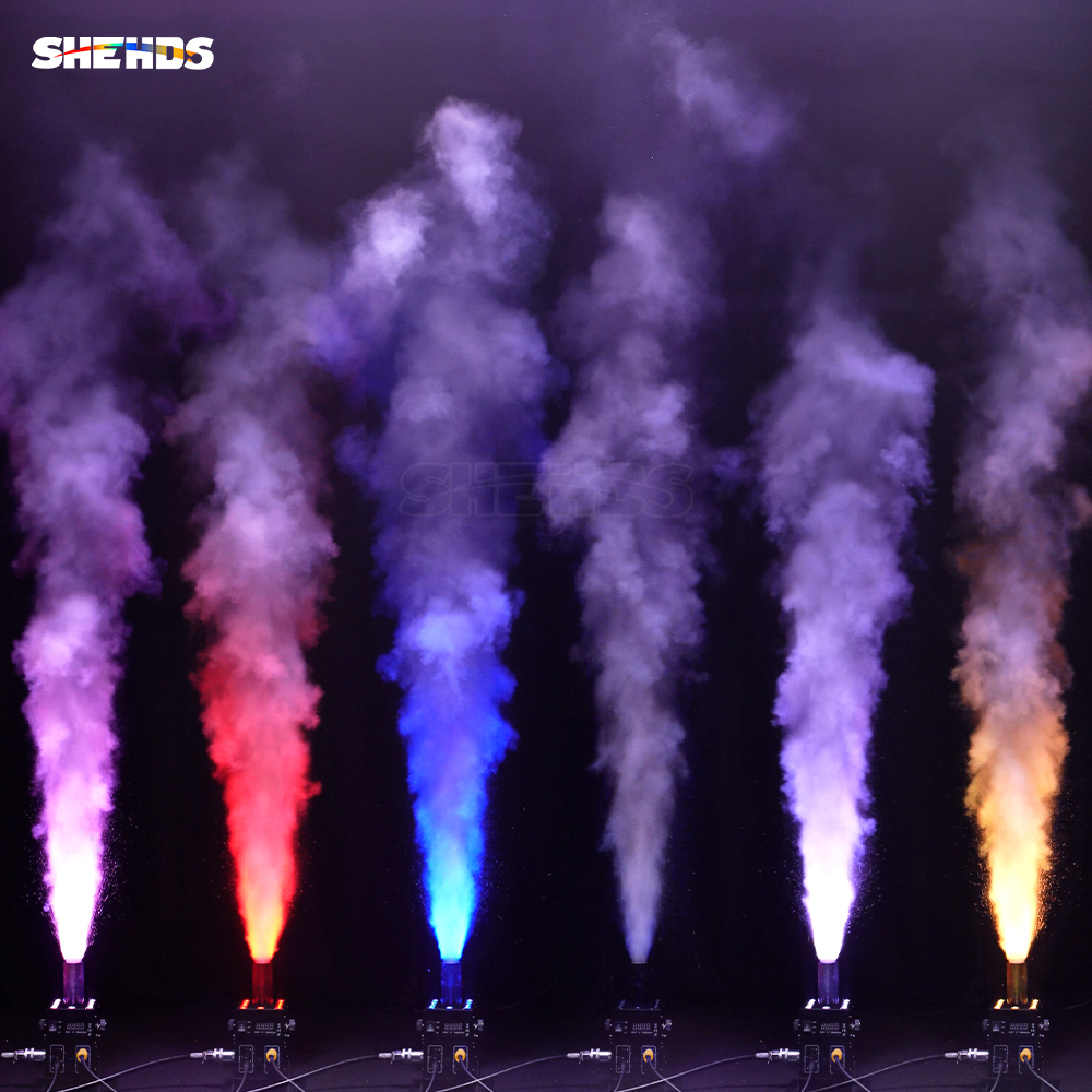 SHEHDS CO2 Jet Machine 12x3w LED RGB 3IN1 Light Cryo Carbon Dioxide Injector Adjustable 90 Degree Height 5-6M For Wedding ceremony
