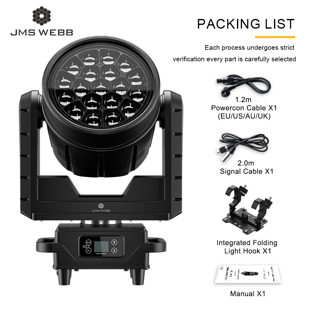 JMS WEBB Waterproof LED 19x40W RGBW Zoom&Beam&Wash Light For Concert Stage Performance Festival Theater